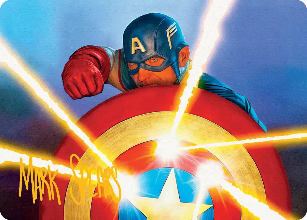 Captain's Defense Art Card (Gold-Stamped Signature) [Marvel Super Heroes Art Series] | Card Citadel