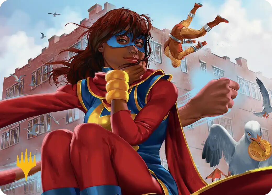 Ms. Marvel, Kamala Khan Art Card (Gold-Stamped Planeswalker Symbol) [Marvel Super Heroes Art Series] | Card Citadel