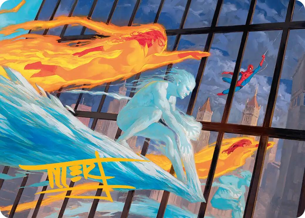 Iceman and Firestar Art Card (Gold-Stamped Signature) [Marvel Super Heroes Art Series] | Card Citadel