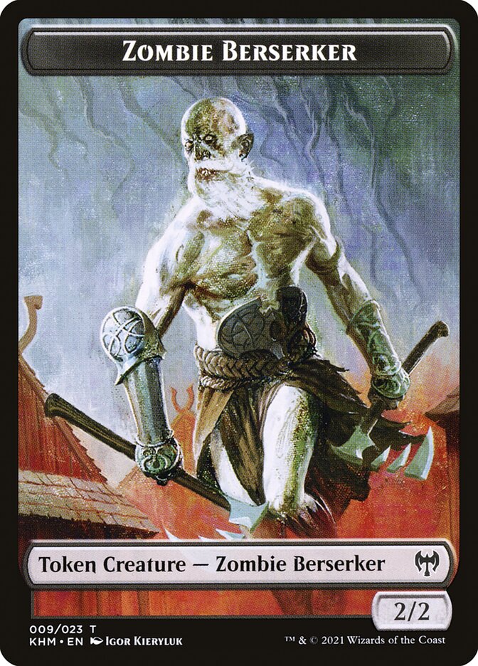 Human Warrior // Zombie Berserker Double-Sided Token [Kaldheim Tokens] | Card Citadel