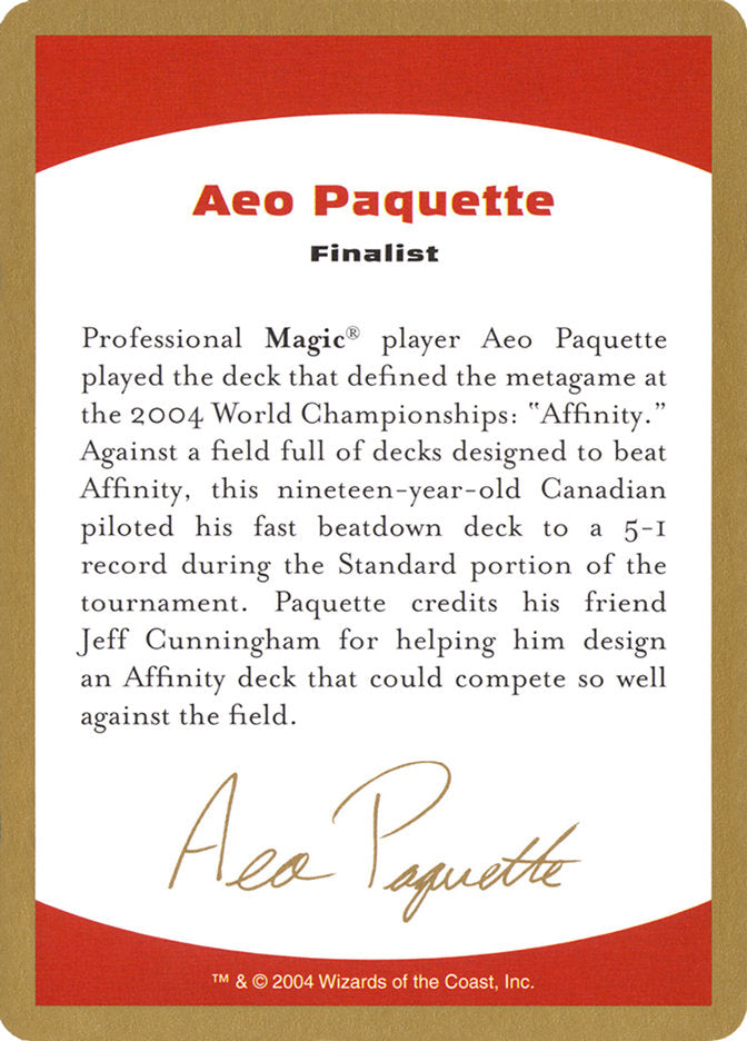Aeo Paquette Bio [World Championship Decks 2004] | Card Citadel