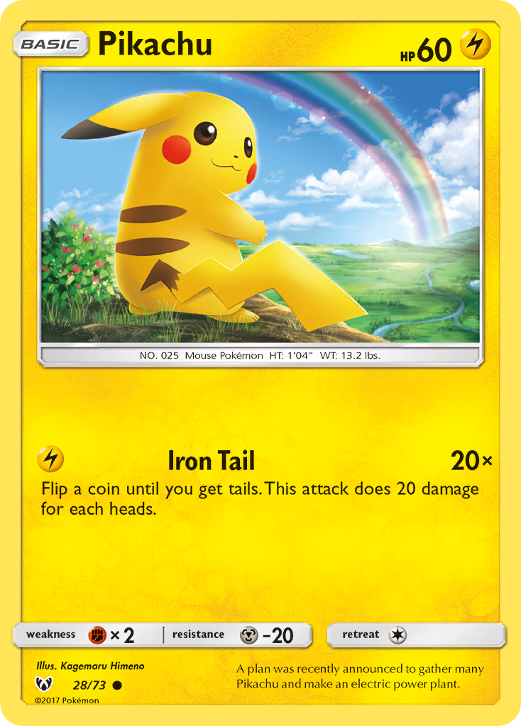 Pikachu (28/73) (Cosmos Holo) [Sun & Moon: Shining Legends] | Card Citadel