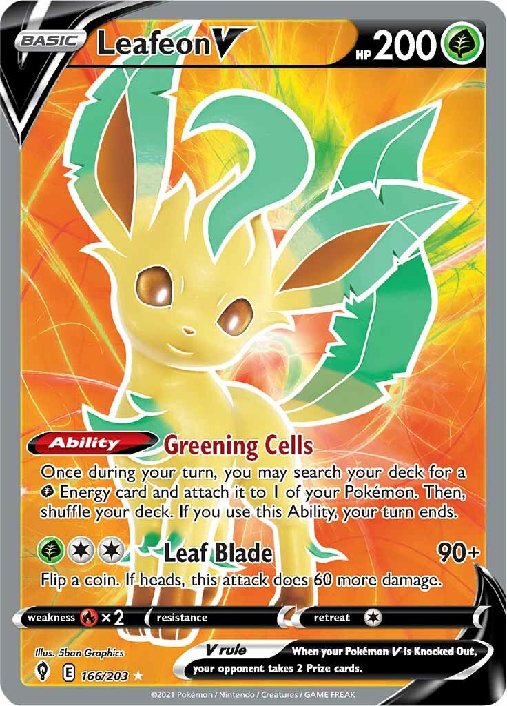 Leafeon V (166/203) [Sword & Shield: Evolving Skies] | Card Citadel