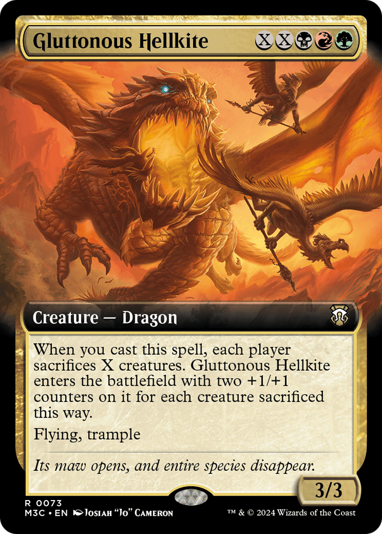 Gluttonous Hellkite (Extended Art) (Ripple Foil) [Modern Horizons 3 Commander] | Card Citadel