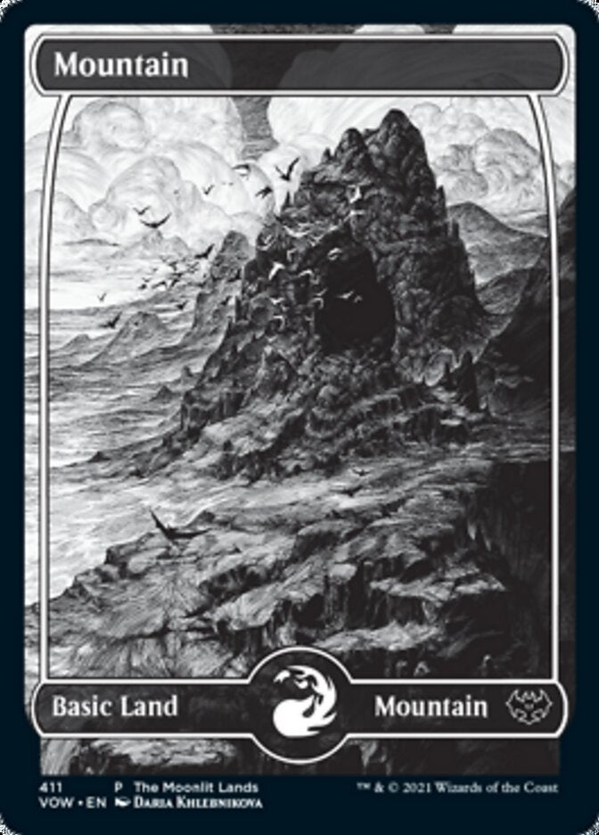 Mountain (The Moonlit Lands) (Foil Etched) [Innistrad: Crimson Vow Promos] | Card Citadel