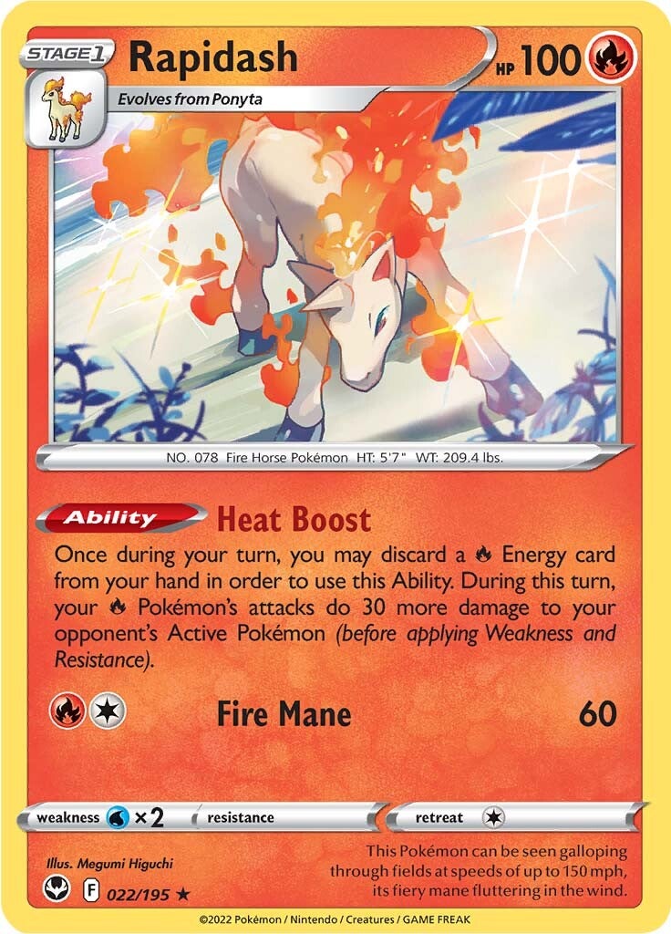 Rapidash (022/195) (Theme Deck Exclusive) [Sword & Shield: Silver Tempest] | Card Citadel