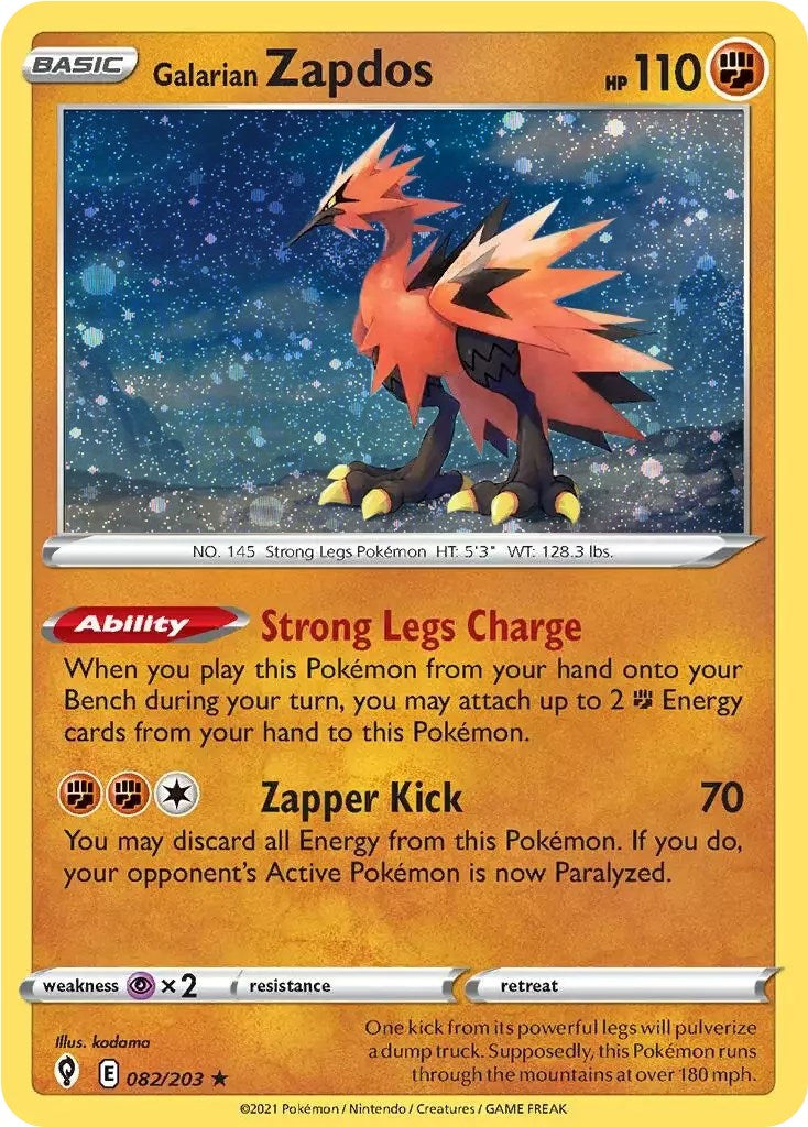 Galarian Zapdos (082/203) (Cosmos Holo) [Sword & Shield: Evolving Skies] | Card Citadel