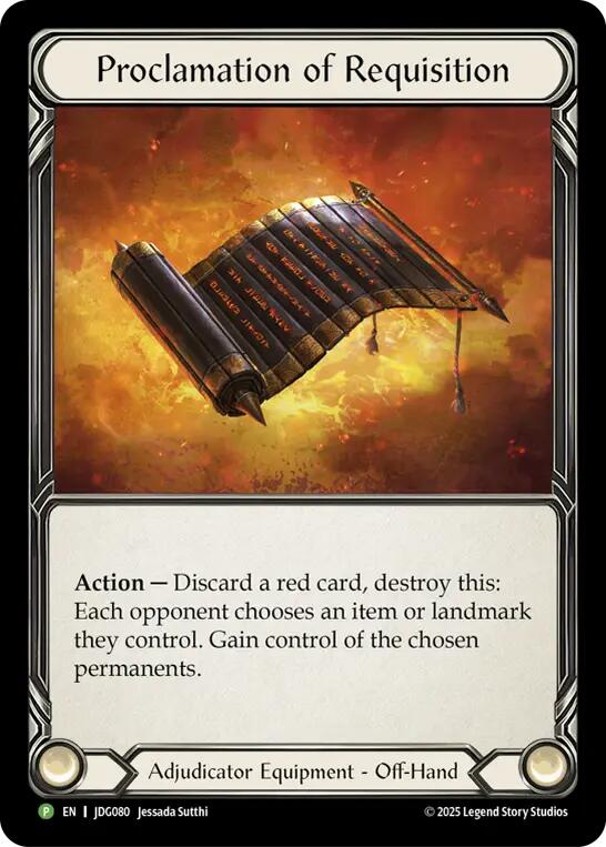 Proclamation of Requisition [JDG080] (Promo) | Card Citadel