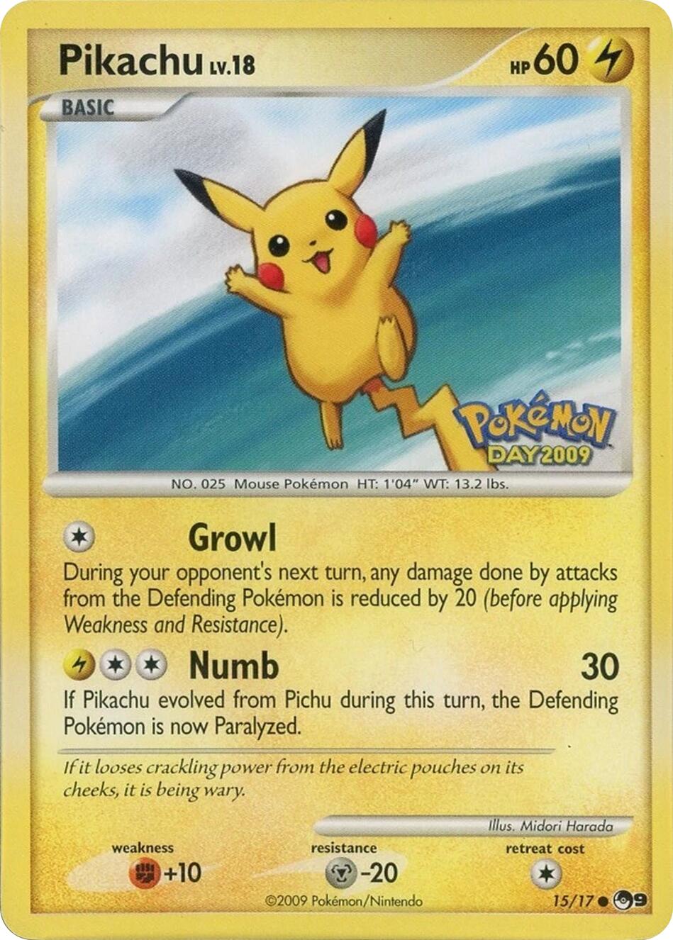 Pikachu (015/017) (Pokemon Day 2009) [POP Series 9] | Card Citadel