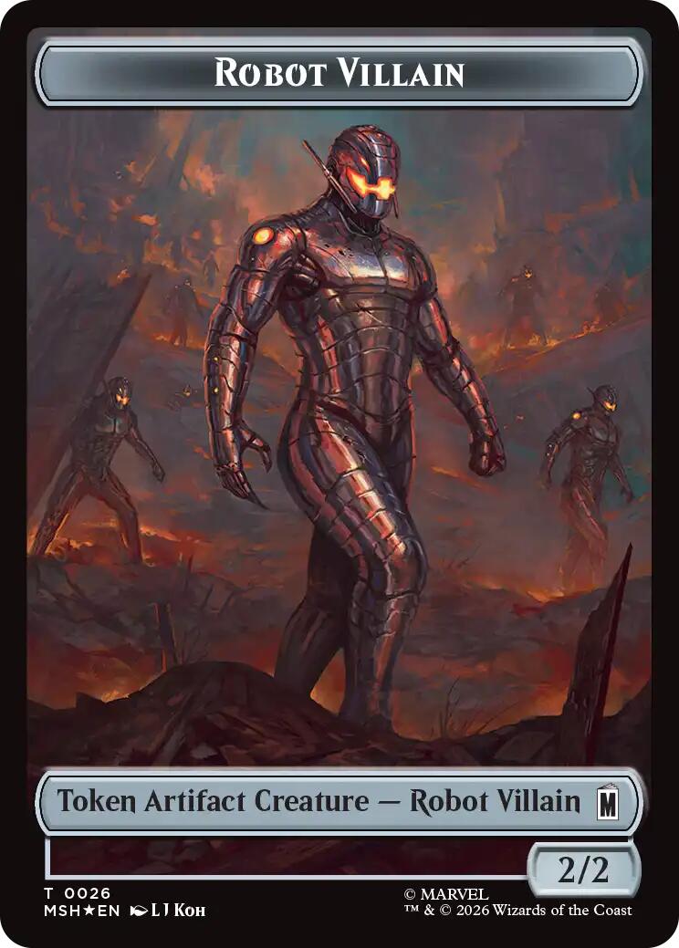 Villain // Robot Villain Double-Sided Token (025//026) (Surge Foil) [Marvel Super Heroes Tokens] | Card Citadel