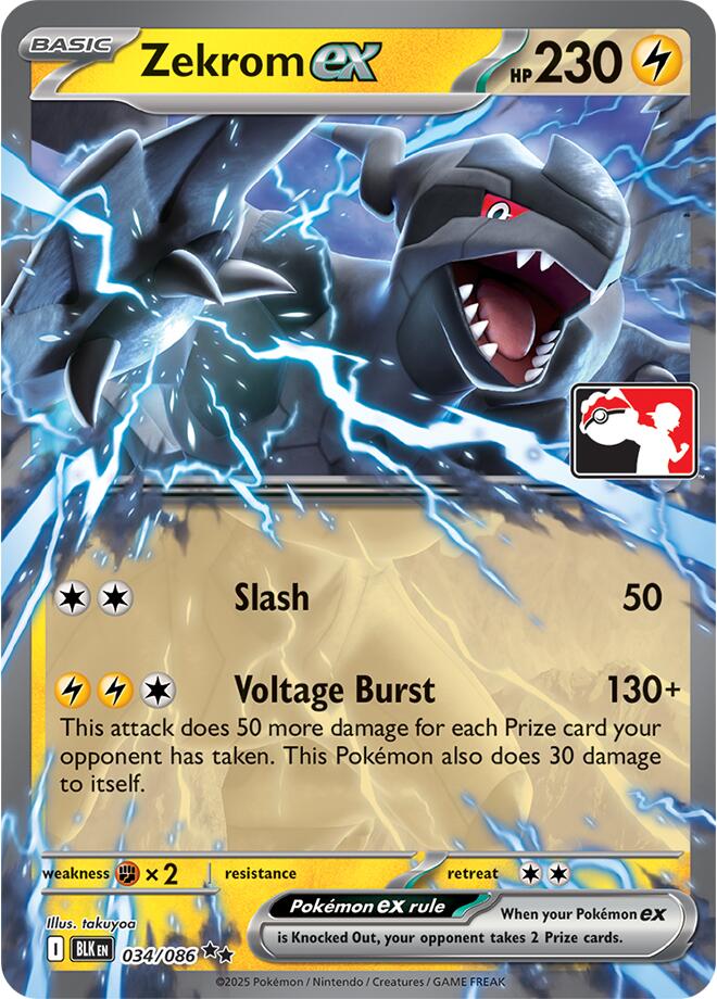 Zekrom ex (034/086) (Right Stamp) [Prize Pack Series Nine] | Card Citadel