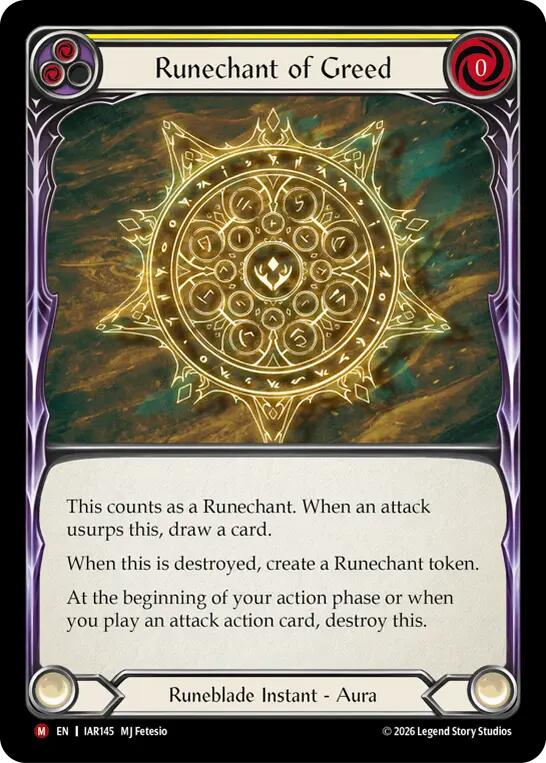 Runechant of Greed (Yellow) [IAR145] (Usurp the Shadow Throne) | Card Citadel