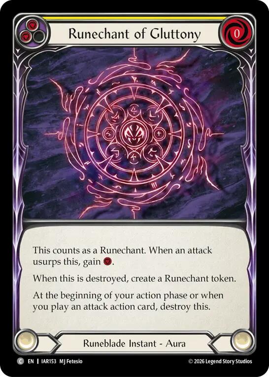 Runechant of Gluttony (Yellow) [IAR153] (Usurp the Shadow Throne) | Card Citadel