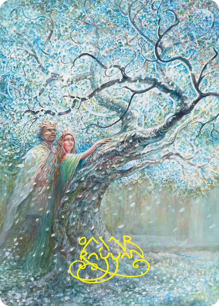Flowering of the White Tree Art Card (Gold-Stamped Signature) [The Hobbit Art Series] | Card Citadel