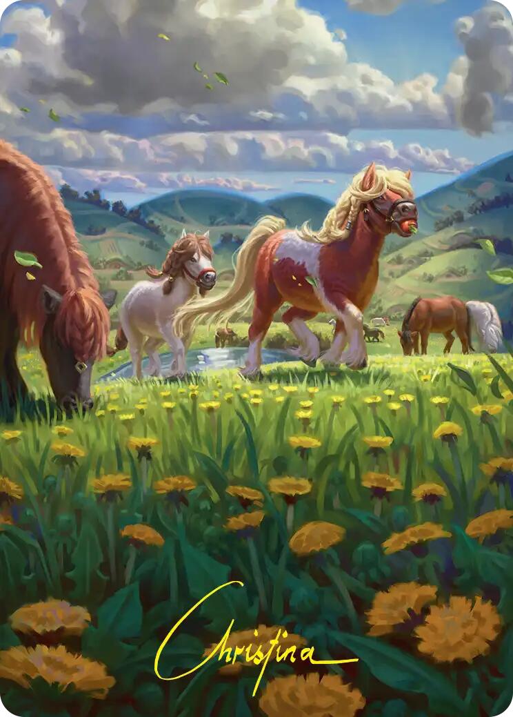 Troop of Ponies Art Card (Gold-Stamped Signature) [The Hobbit Art Series] | Card Citadel