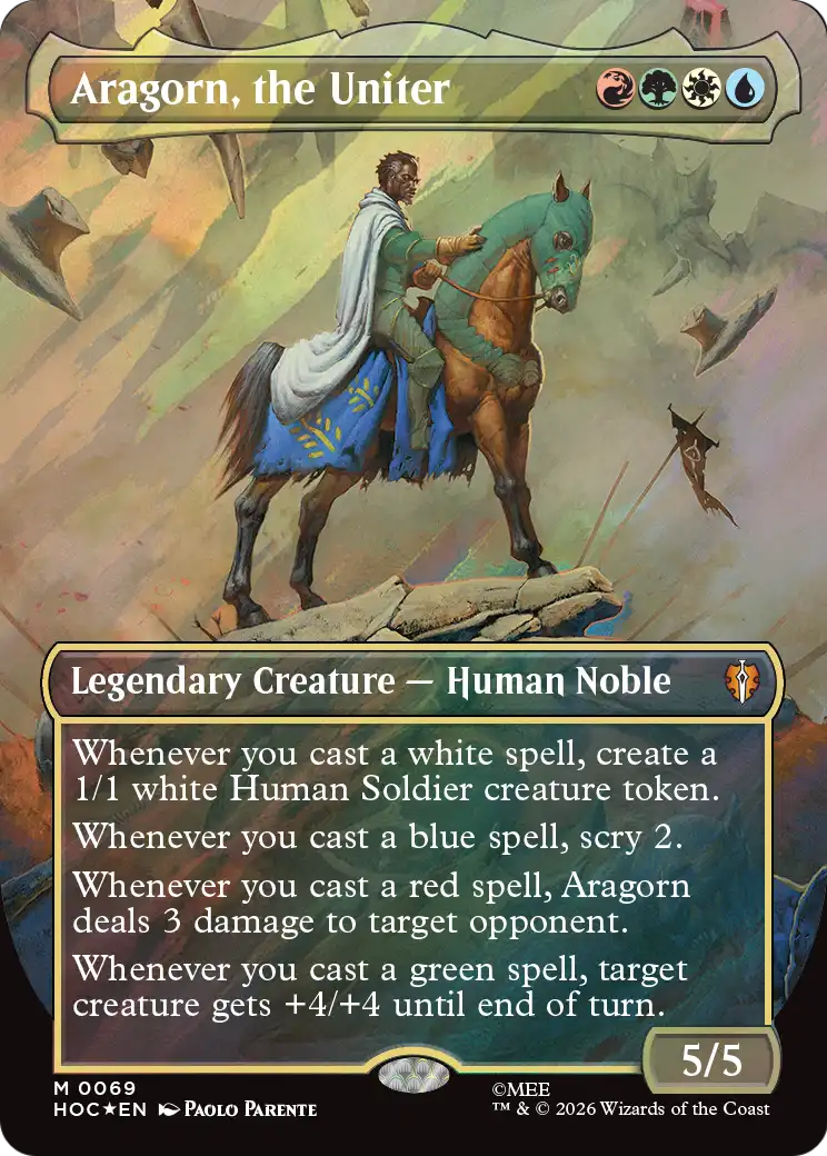 Aragorn, the Uniter (Borderless) (Surge Foil) [The Hobbit: Eternal-Legal] | Card Citadel