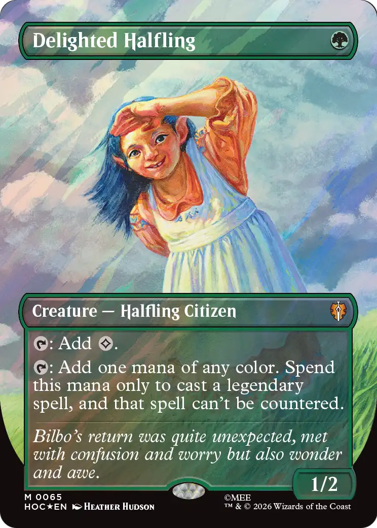 Delighted Halfling (Borderless) (Surge Foil) [The Hobbit] | Card Citadel