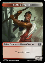 Human Warrior // Plot Double-Sided Token [Outlaws of Thunder Junction: Breaking News Tokens] | Card Citadel