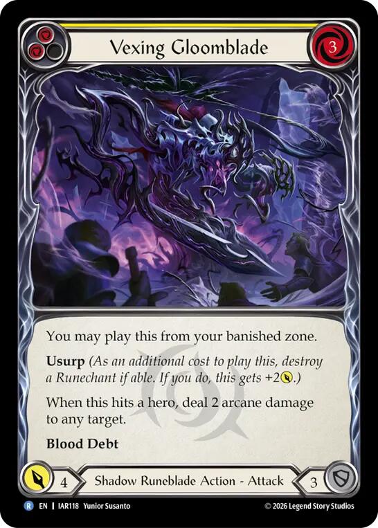 Vexing Gloomblade (Yellow) [IAR118] (Usurp the Shadow Throne) | Card Citadel