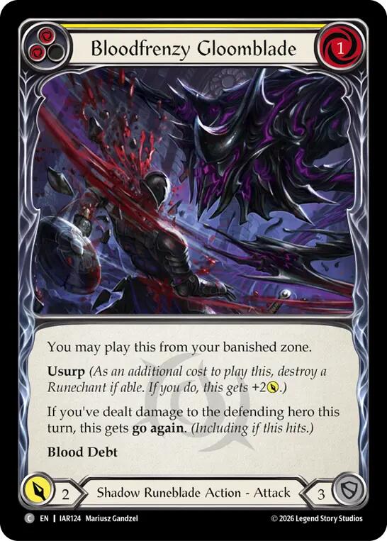 Bloodfrenzy Gloomblade (Yellow) [IAR124] (Usurp the Shadow Throne)  Rainbow Foil | Card Citadel