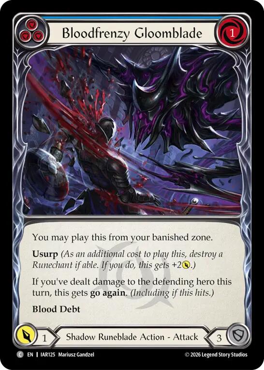 Bloodfrenzy Gloomblade (Blue) [IAR125] (Usurp the Shadow Throne)  Rainbow Foil | Card Citadel