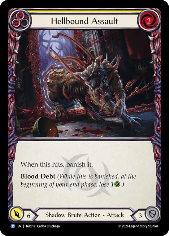 Hellbound Assault (Yellow) [IAR012] (Usurp the Shadow Throne)  Rainbow Foil | Card Citadel