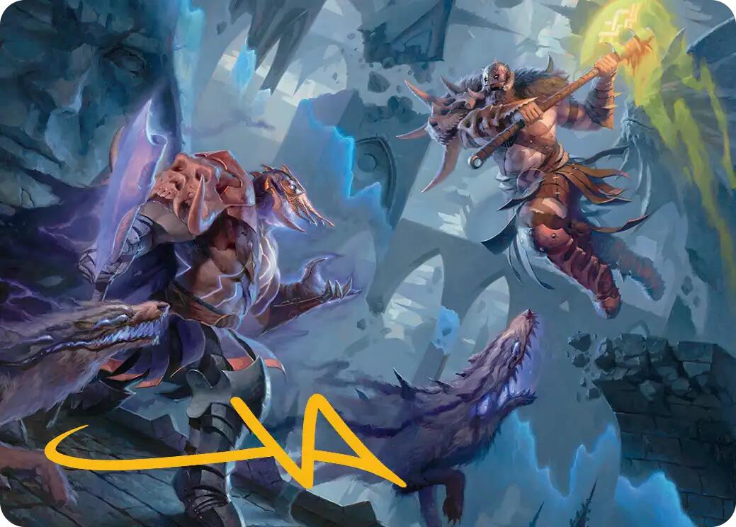 Garruk, Veiled Butcher // Garruk, Curse Breaker Art Card (Gold-Stamped Signature) [Reality Fracture Art Series] | Card Citadel