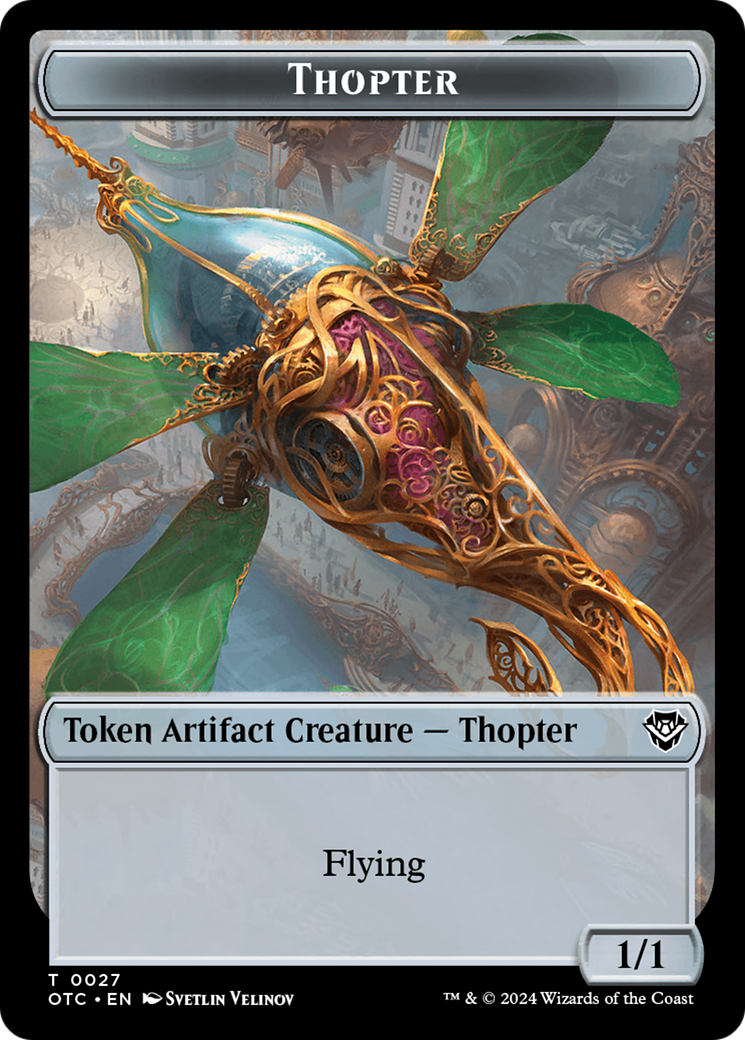 Thopter // Treasure Double-Sided Token [Outlaws of Thunder Junction Commander Tokens] | Card Citadel