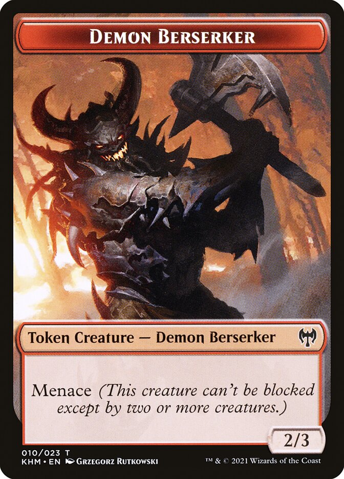Human Warrior // Demon Berserker Double-Sided Token [Kaldheim Tokens] | Card Citadel
