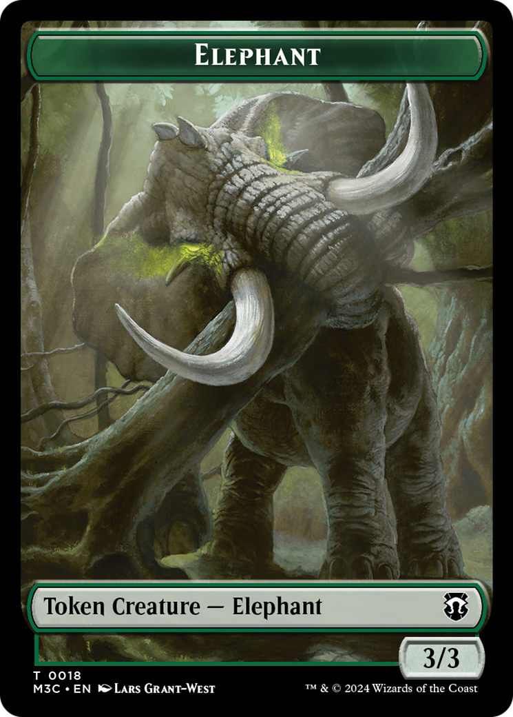 Zombie (Ripple Foil) // Elephant Double-Sided Token [Modern Horizons 3 Commander Tokens] | Card Citadel