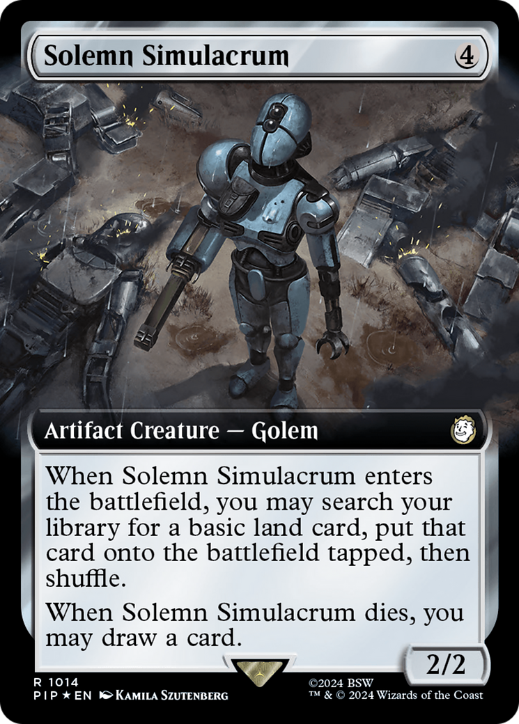 Solemn Simulacrum (Extended Art) (Surge Foil) [Fallout] | Card Citadel