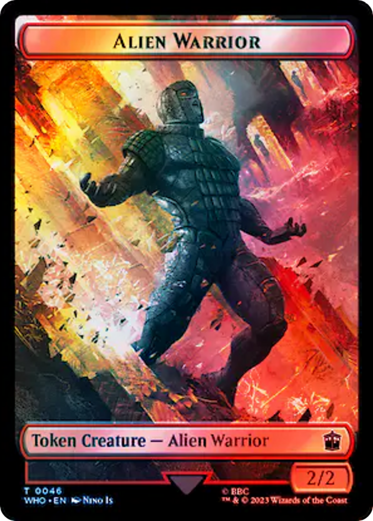 Copy // Alien Warrior Double-Sided Token (Surge Foil) [Doctor Who Tokens] | Card Citadel