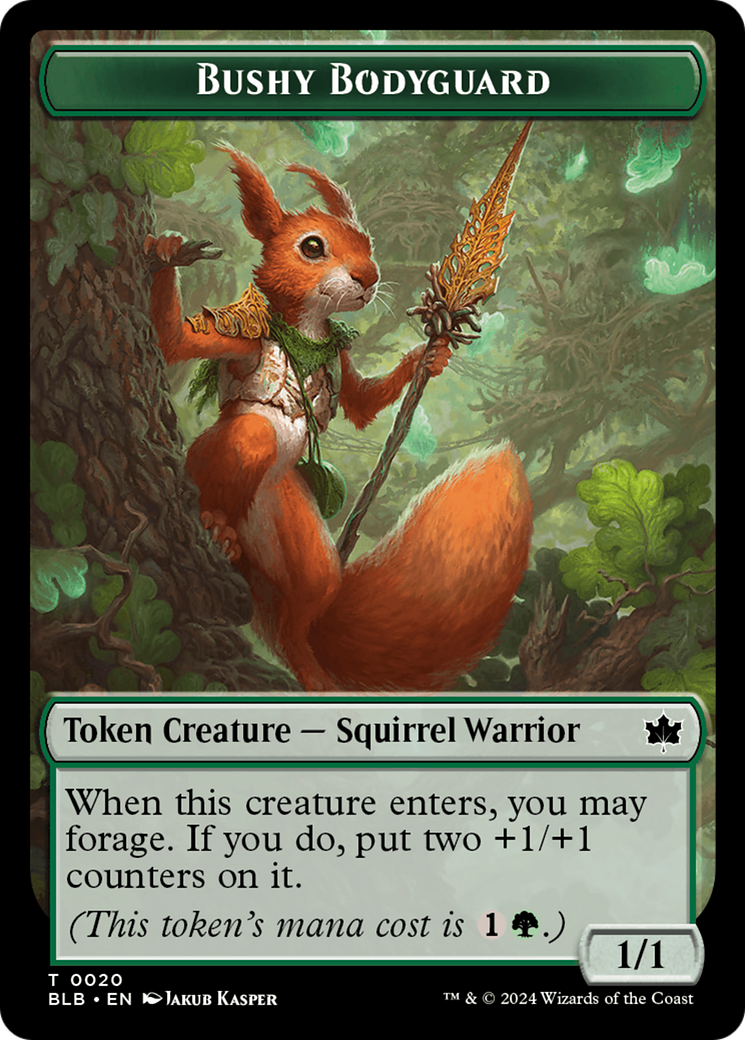 Emblem - Ral, Crackling Wit // Bushy Bodyguard Double-Sided Token [Bloomburrow Tokens] | Card Citadel