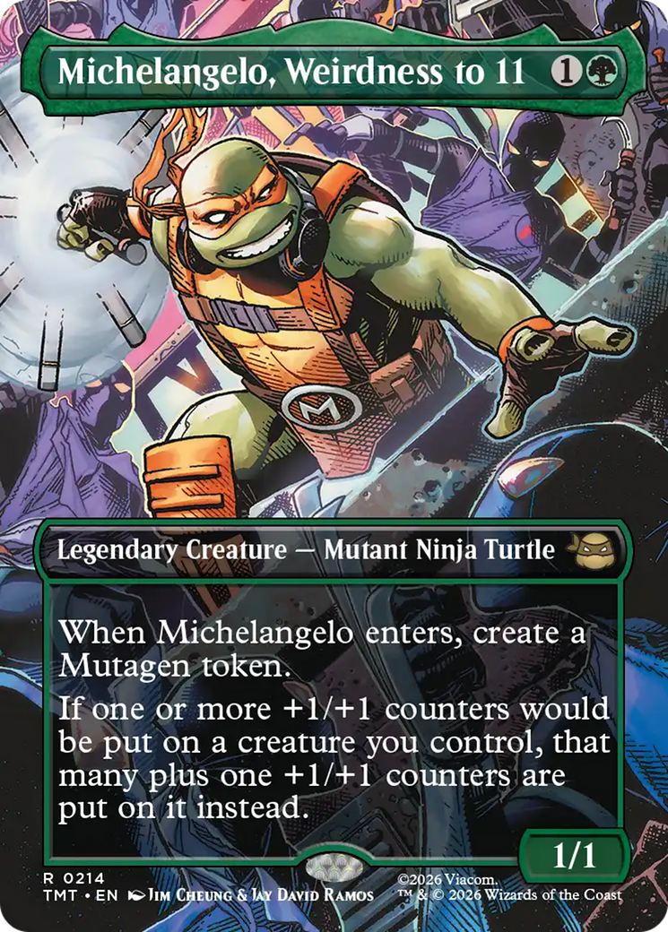 Michelangelo, Weirdness to 11 (Borderless) [Teenage Mutant Ninja Turtles] | Card Citadel