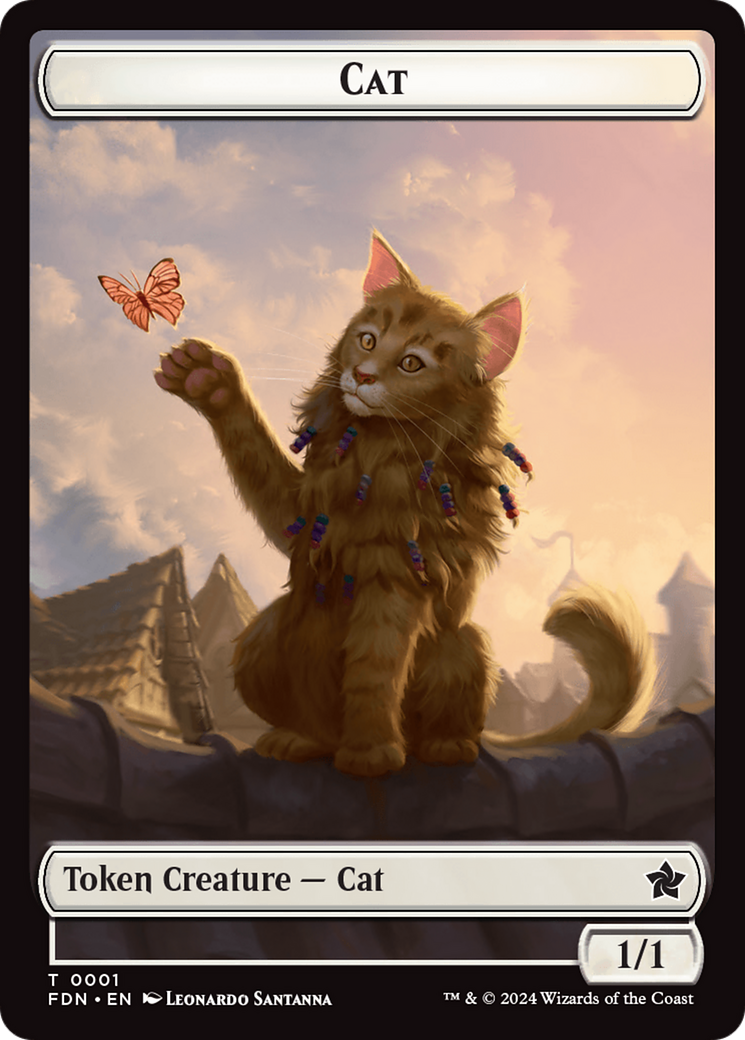 Cat (0001) // Cat (0002) Doubled-Sided Token [Foundations Tokens] | Card Citadel