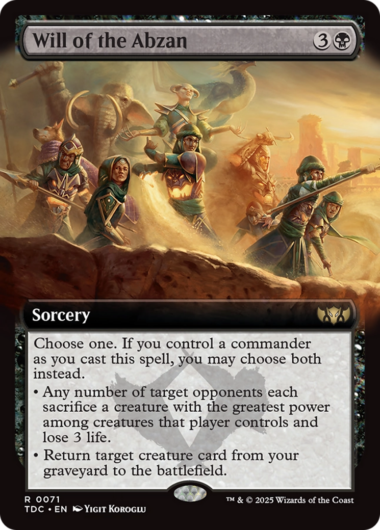 Will of the Abzan (Extended Art) [Tarkir: Dragonstorm Commander] | Card Citadel