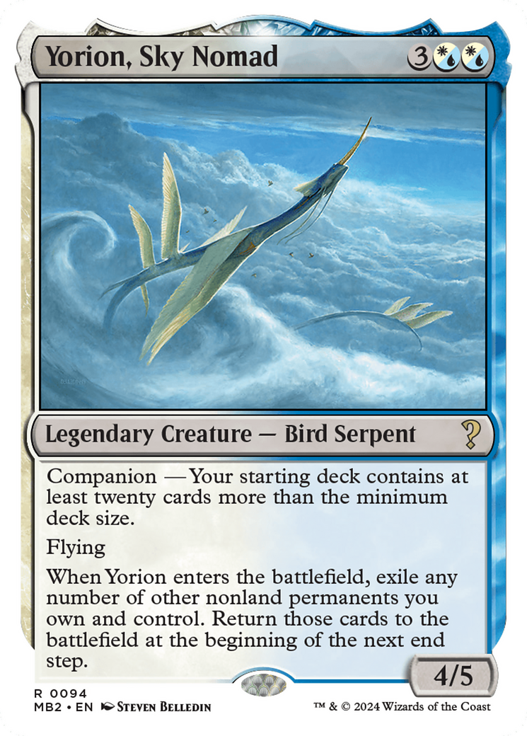 Yorion, Sky Nomad (White Border) [Mystery Booster 2] | Card Citadel