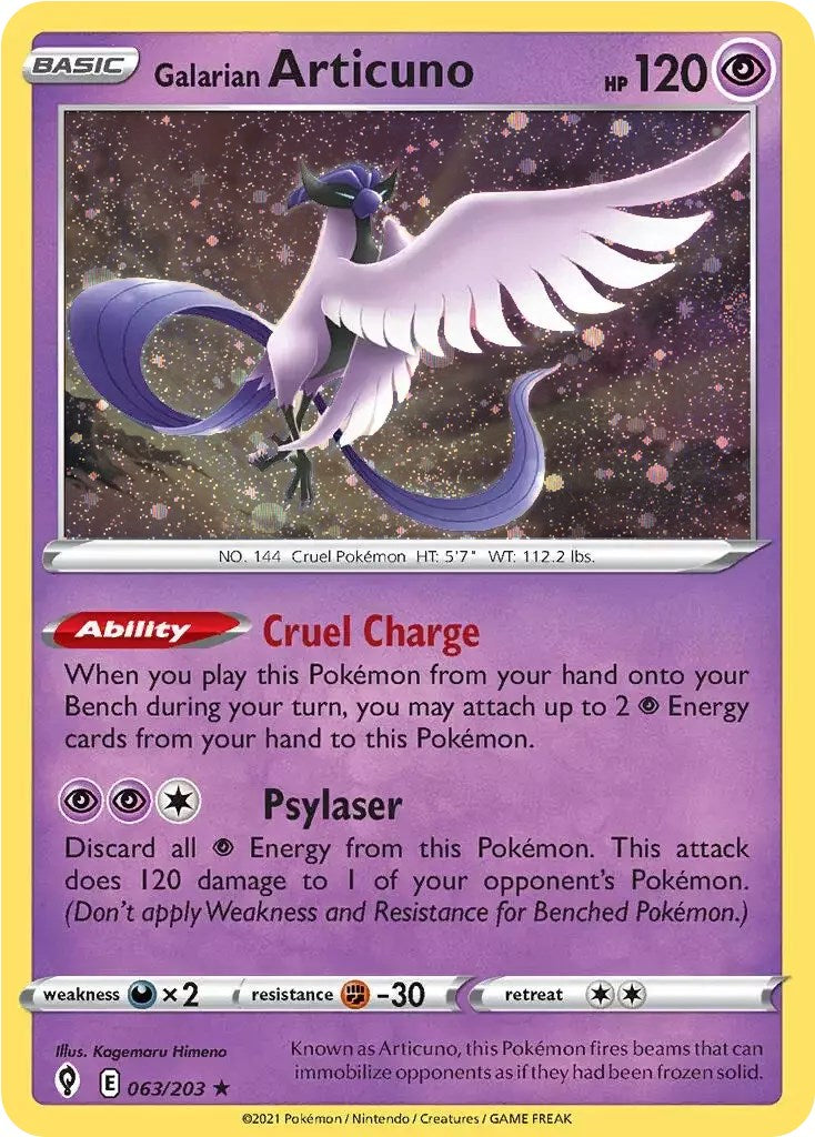 Galarian Articuno (063/203) (Cosmos Holo) [Sword & Shield: Evolving Skies] | Card Citadel