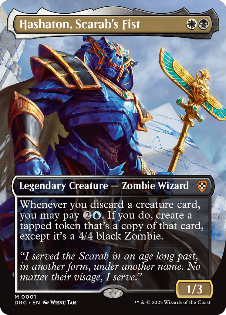 Hashaton, Scarab's Fist (Borderless) [Aetherdrift Commander] | Card Citadel