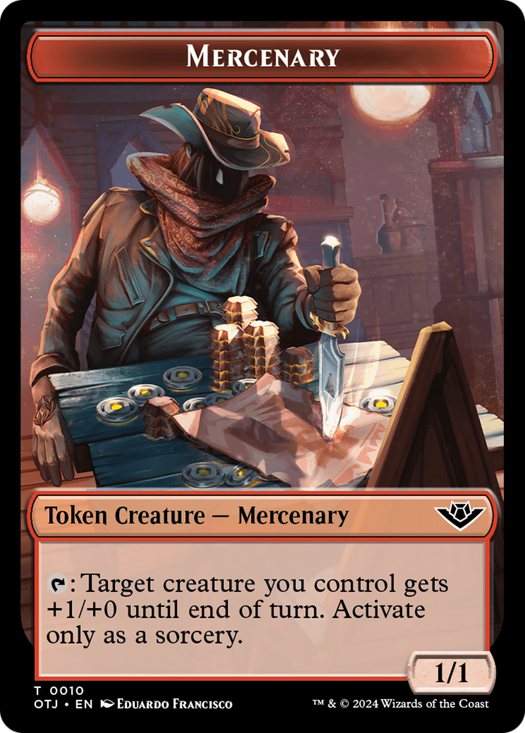 Mercenary // Bat Double-Sided Token [Outlaws of Thunder Junction Tokens] | Card Citadel