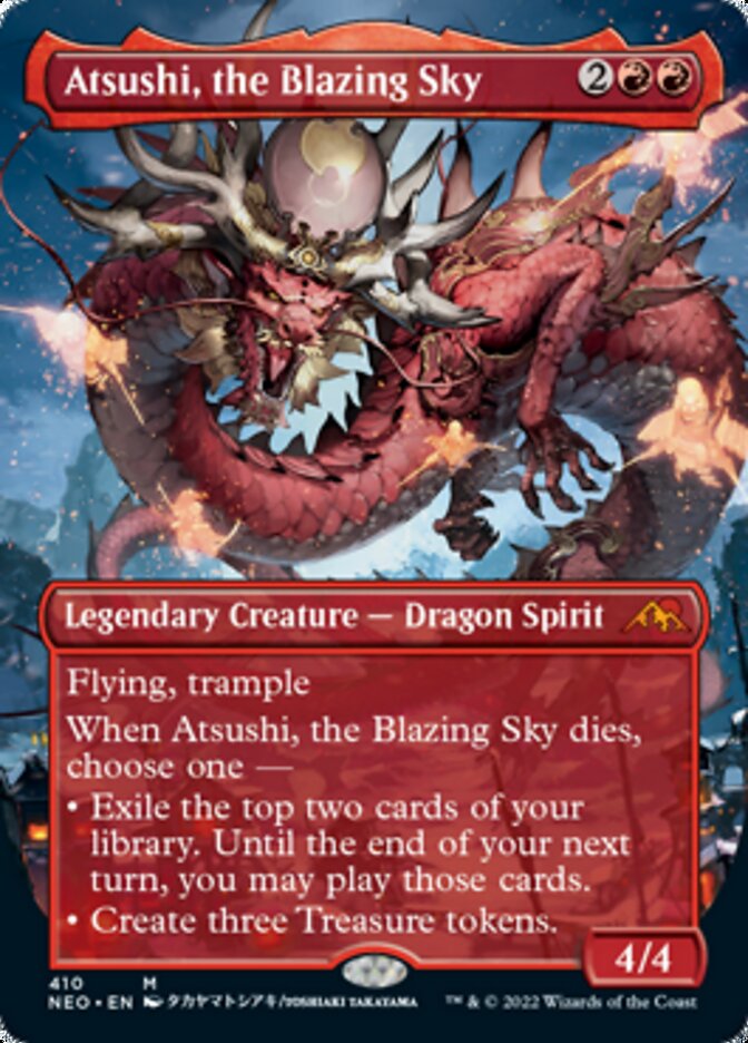 Atsushi, the Blazing Sky (Borderless Alternate Art) [Kamigawa: Neon Dynasty] | Card Citadel