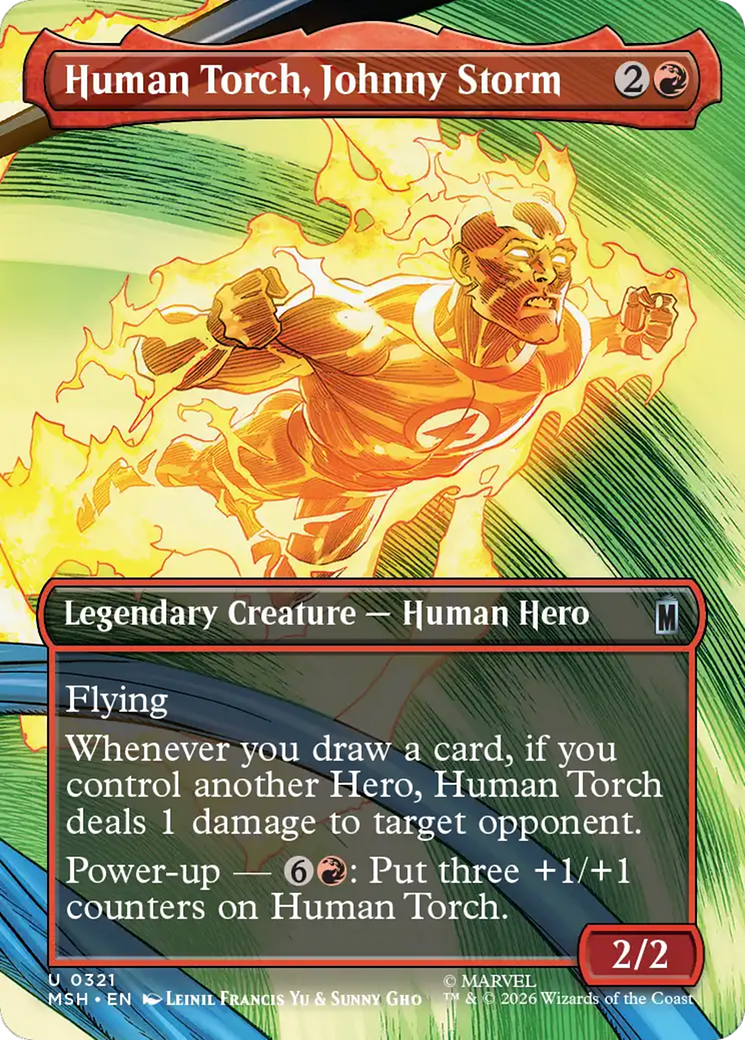 Human Torch, Johnny Storm (Borderless) [Marvel Super Heroes] | Card Citadel