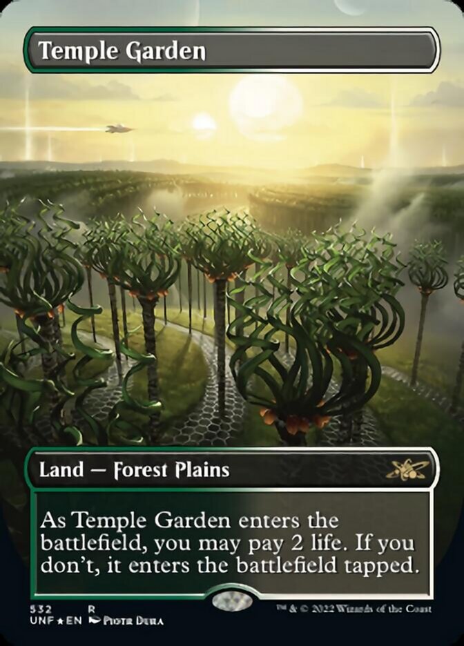 Temple Garden (Borderless) (Galaxy Foil) [Unfinity] | Card Citadel