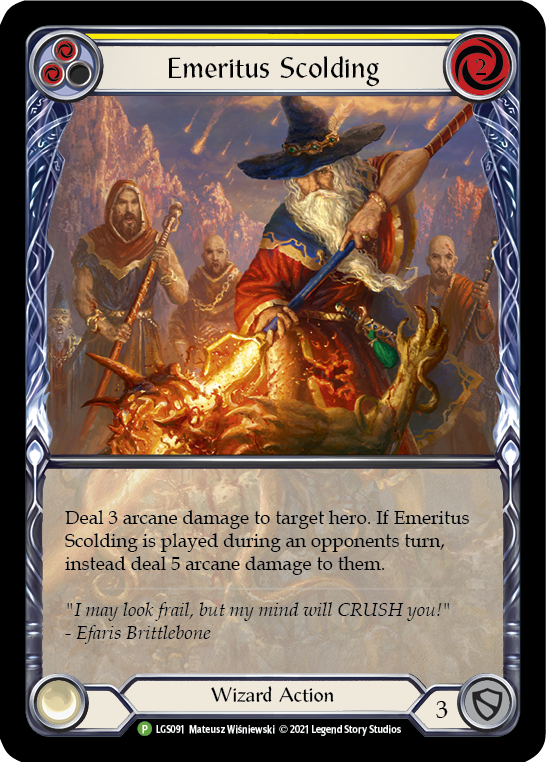 Emeritus Scolding (Yellow Extended Art) [LGS091] (Promo)  Rainbow Foil | Card Citadel