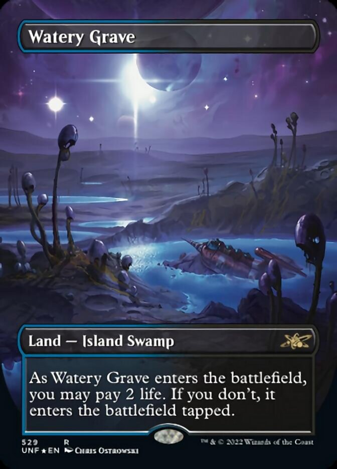 Watery Grave (Borderless) (Galaxy Foil) [Unfinity] | Card Citadel