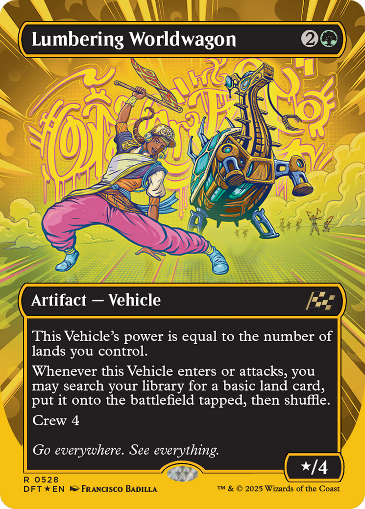 Lumbering Worldwagon (Borderless) (First-Place Foil) [Aetherdrift] | Card Citadel