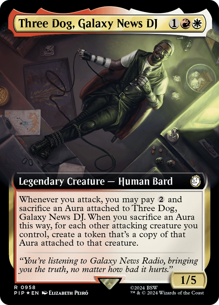 Three Dog, Galaxy News DJ (Extended Art) (Surge Foil) [Fallout] | Card Citadel