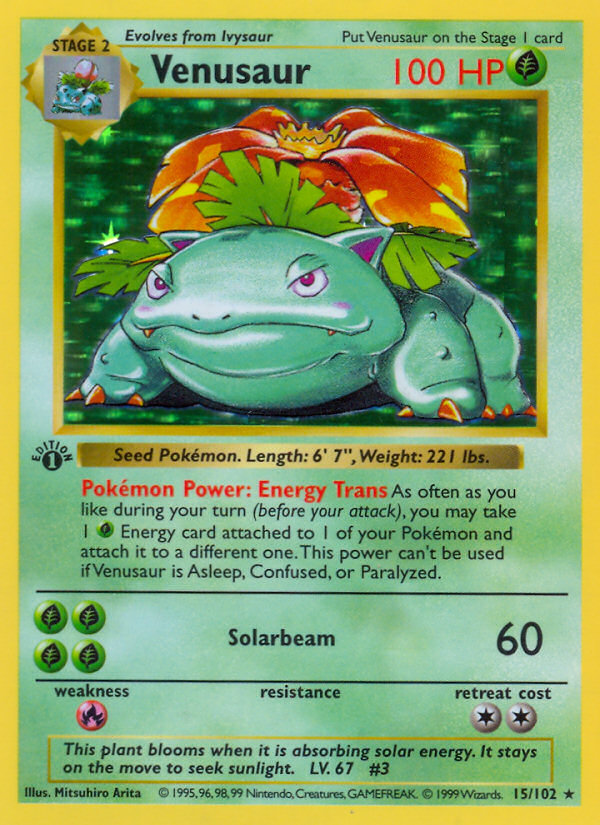 Venusaur (15/102) (Shadowless) [Base Set 1st Edition] | Card Citadel