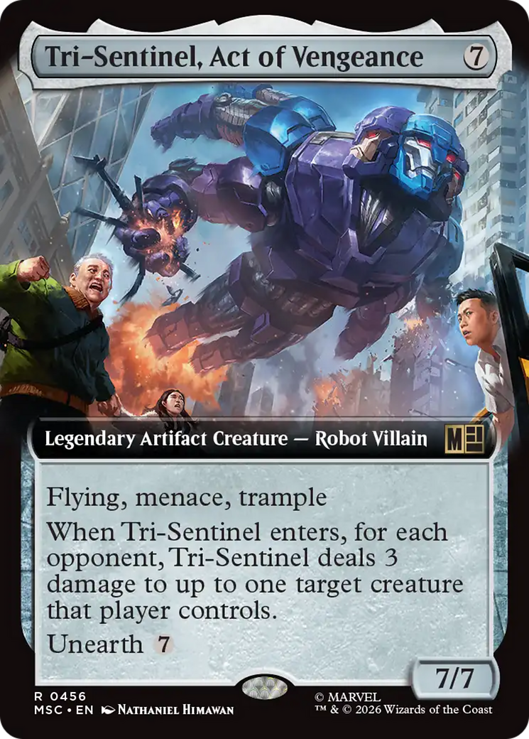 Tri-Sentinel, Act of Vengeance (Extended Art) [Marvel Super Heroes Commander] | Card Citadel