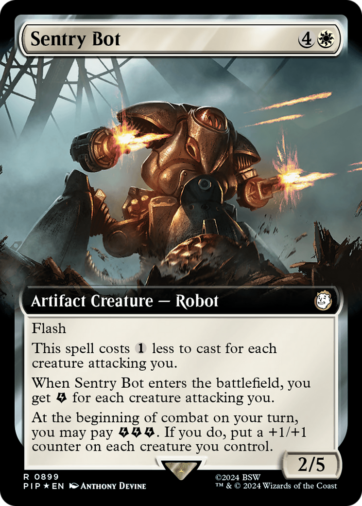 Sentry Bot (Extended Art) (Surge Foil) [Fallout] | Card Citadel